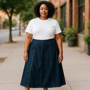 Jessica London Denim Stretchy Maxi Skirt 18 Plus Size